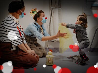 Clown Sok en Pom samen met Émiely