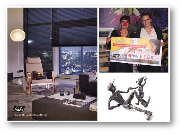 LuxaFlex Nederland donatie aan CliniClowns.